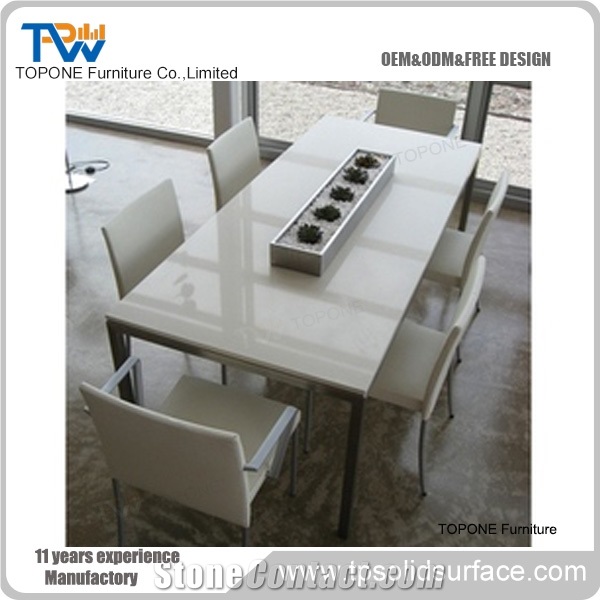 Artificial Marble Top Stainless Steel Frame Dining Table