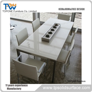 Artificial Marble Top Stainless Steel Frame Dining Table