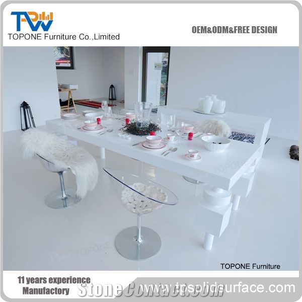 Artificial Marble Top Stainless Steel Frame Dining Table