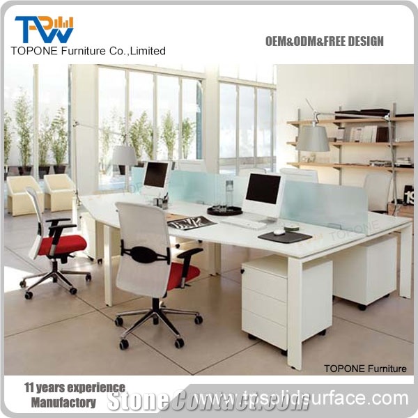 Factory Supply Solid Surface Office Desk, Artificial Stone Furniture