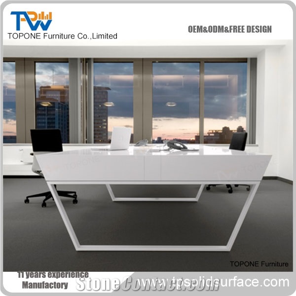 Factory Supply Solid Surface Office Desk, Artificial Stone Furniture