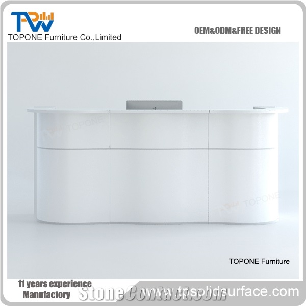 Pure Acrylic Solid Surface Fancy Beauty Salon Reception Counter