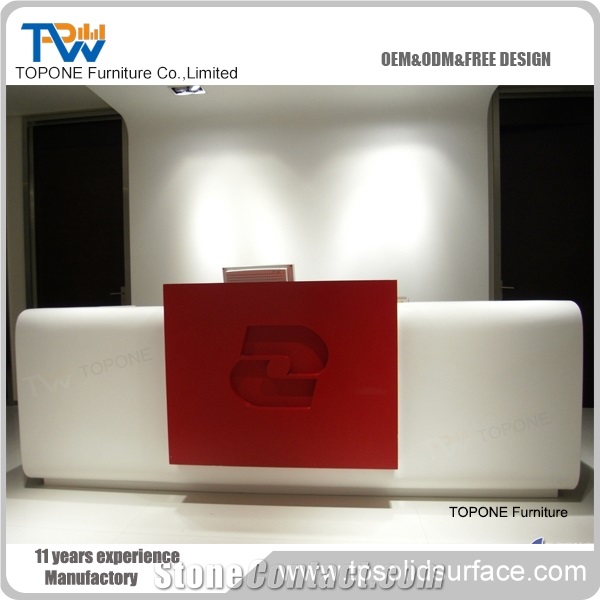 Pure Acrylic Solid Surface Fancy Beauty Salon Reception Counter