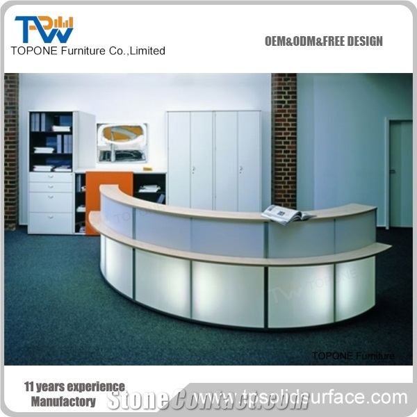 Pure Acrylic Solid Surface Fancy Beauty Salon Reception Counter