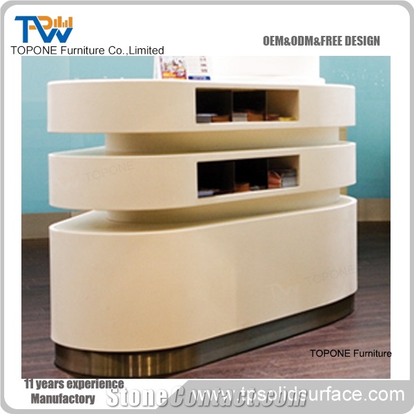 Pure Acrylic Solid Surface Fancy Beauty Salon Reception Counter