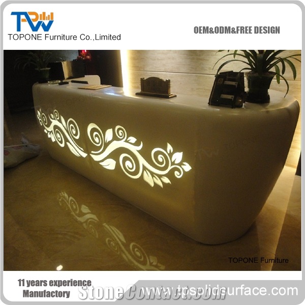 Pure Acrylic Solid Surface Fancy Beauty Salon Reception Counter