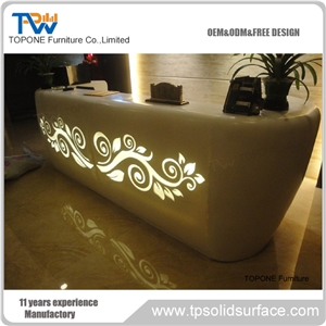 Pure Acrylic Solid Surface Fancy Beauty Salon Reception Counter
