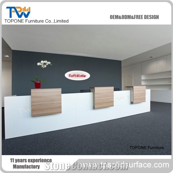 Pure Acrylic Solid Surface Fancy Beauty Salon Reception Counter