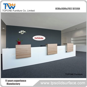 Pure Acrylic Solid Surface Fancy Beauty Salon Reception Counter