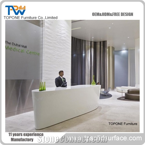 Pure Acrylic Solid Surface Fancy Beauty Salon Reception Counter