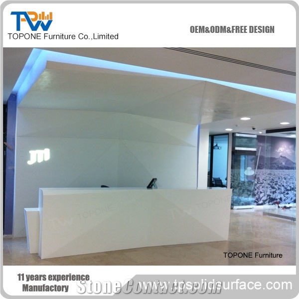 Pure Acrylic Solid Surface Reception Counter Brown Color Decoration
