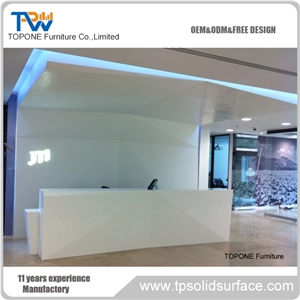 Pure Acrylic Solid Surface Reception Counter Brown Color Decoration