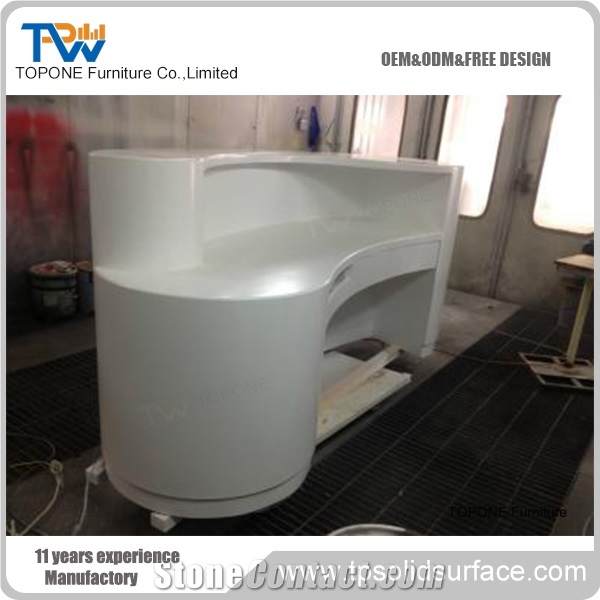 Pure Acrylic Solid Surface Reception Counter Brown Color Decoration