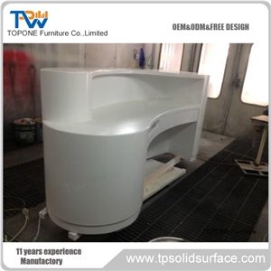 Pure Acrylic Solid Surface Reception Counter Brown Color Decoration