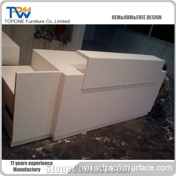 Pure Acrylic Solid Surface Reception Counter Brown Color Decoration