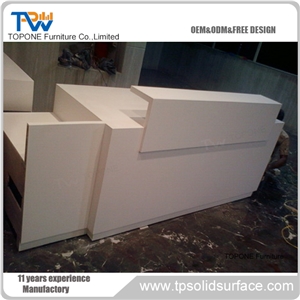 Pure Acrylic Solid Surface Reception Counter Brown Color Decoration