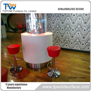 Pure Acrylic Solid Surface Reception Counter Brown Color Decoration