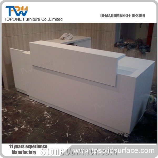 Pure Acrylic Solid Surface Reception Counter Brown Color Decoration