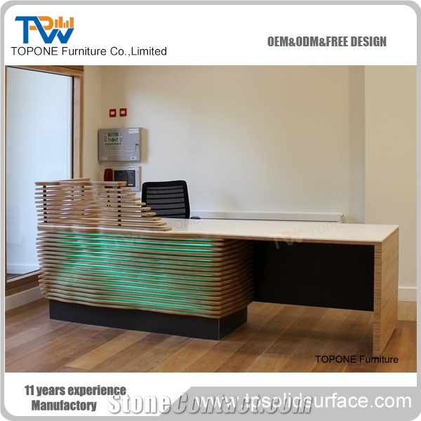 Style Acrylic Solid Surface Office Reception Table Design