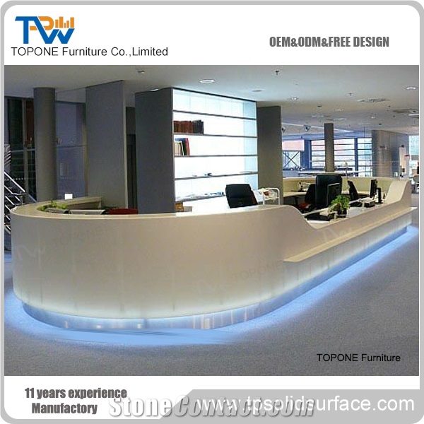 White Acrylic Solid Surface Salon Reception Desk