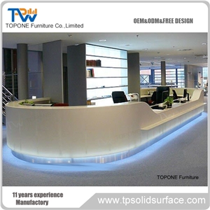 White Acrylic Solid Surface Salon Reception Desk