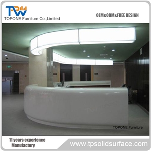 White Acrylic Solid Surface Salon Reception Desk