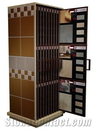 Sliding Tile Display Racks Pull Out Stands for Showroom Use