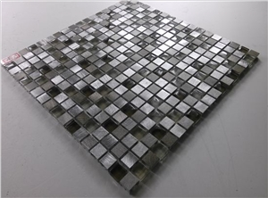 15mm Crystal Glass Mix Silver Aluminum Mosaic Tile