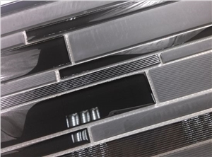 Black Random Brick Glass Mosaic
