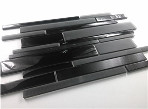 Black Random Brick Glass Mosaic