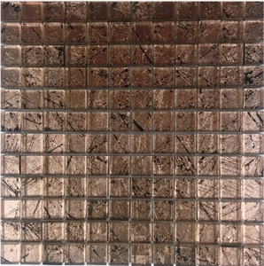 Brown Foil Crystal Glass Mosaic Wall Tile