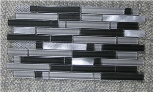 Crystal Glass Mix Silver Aluminum Grey Color Tone Mosaic Tile