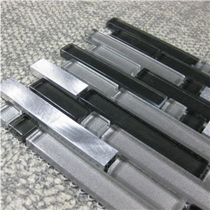 Crystal Glass Mix Silver Aluminum Grey Color Tone Mosaic Tile