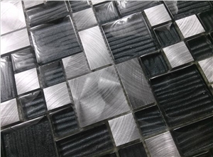 Glass Mosaic Mix Aluminum Silver Mosaic Tile Backsplash