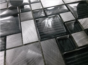 Glass Mosaic Mix Aluminum Silver Mosaic Tile Backsplash