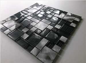 Glass Mosaic Mix Aluminum Silver Mosaic Tile Backsplash