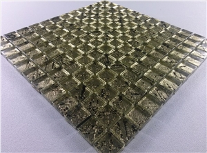 Gold Foil Crystal Glass Mosaic Wall Tile Mesh Mounted