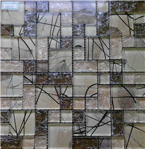 Hand Drawing Crackle Glass Mosaic Tile