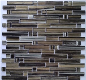Hand Drawing Random Brick Crystal Glass Mosaic Wall Tile