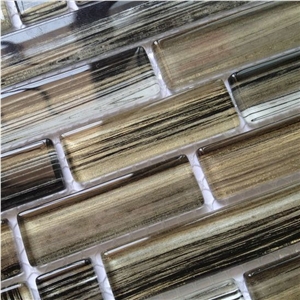 Hand Drawing Random Brick Crystal Glass Mosaic Wall Tile