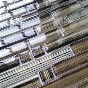 Hand Drawing Random Brick Crystal Glass Mosaic Wall Tile