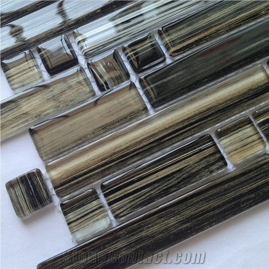Hand Drawing Random Brick Crystal Glass Mosaic Wall Tile