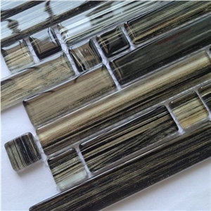 Hand Drawing Random Brick Crystal Glass Mosaic Wall Tile