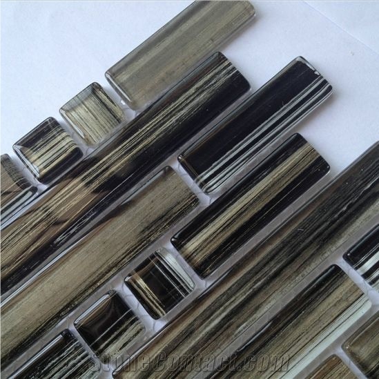 Hand Drawing Random Brick Crystal Glass Mosaic Wall Tile