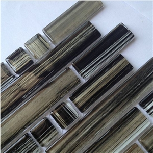 Hand Drawing Random Brick Crystal Glass Mosaic Wall Tile