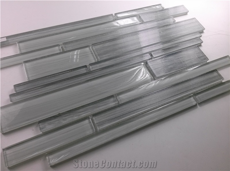 Linear on Glass Surface Random Brick Home Decorate Glass Mosaic Tile