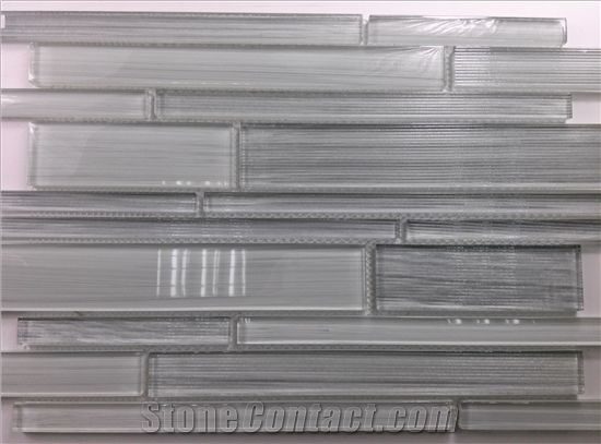 Linear on Glass Surface Random Brick Home Decorate Glass Mosaic Tile