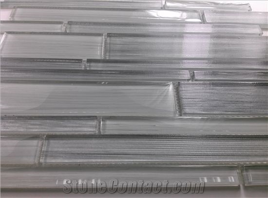 Linear on Glass Surface Random Brick Home Decorate Glass Mosaic Tile