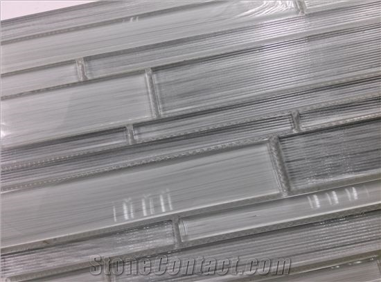 Linear on Glass Surface Random Brick Home Decorate Glass Mosaic Tile