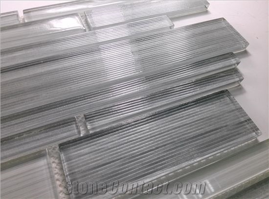 Linear on Glass Surface Random Brick Home Decorate Glass Mosaic Tile